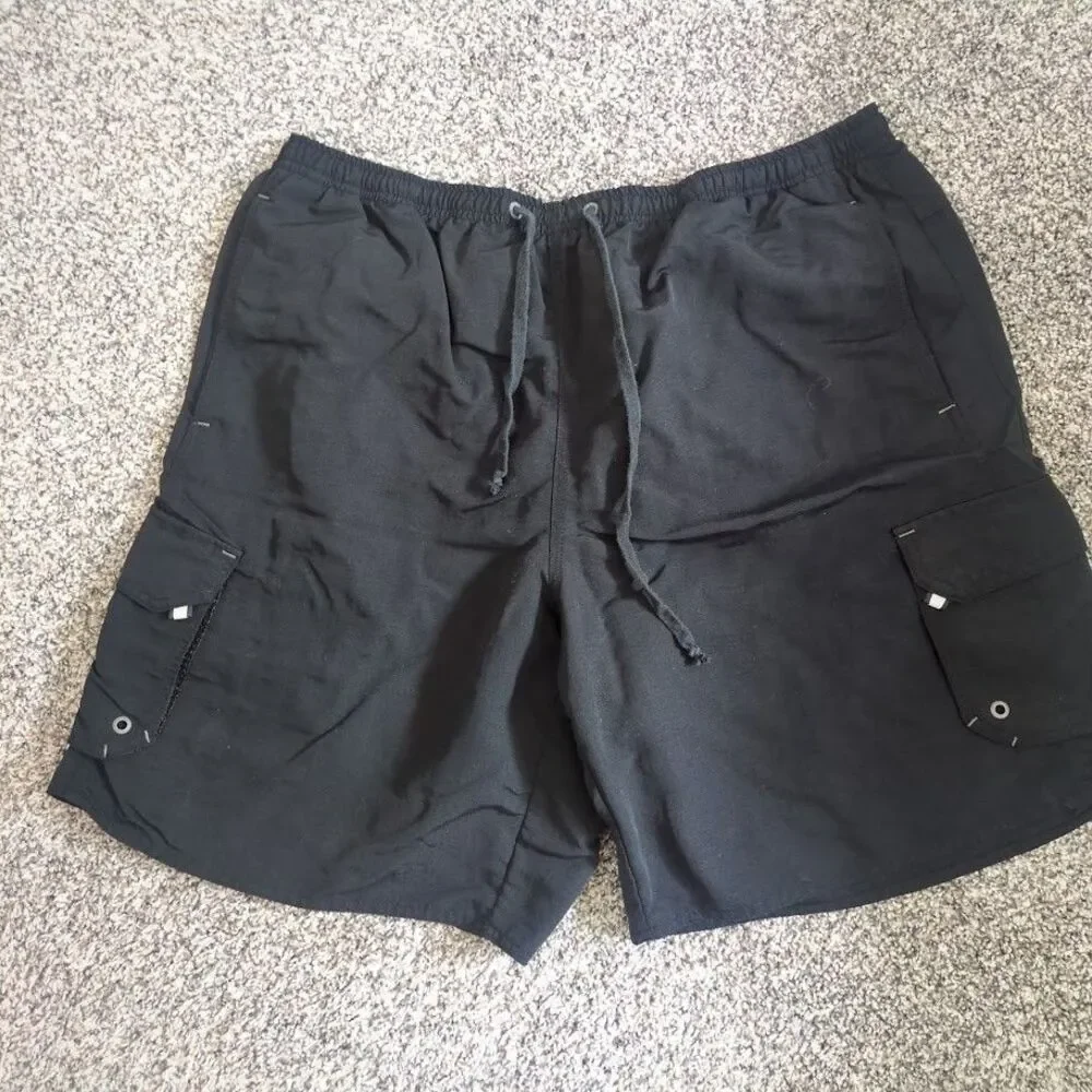 Columbia Swim Trunks Mens XL Black Water Short Cargo Pockets Drawstring